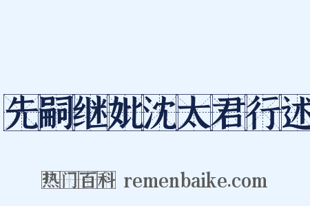先嗣继妣沈太君行述是什么意思的图片